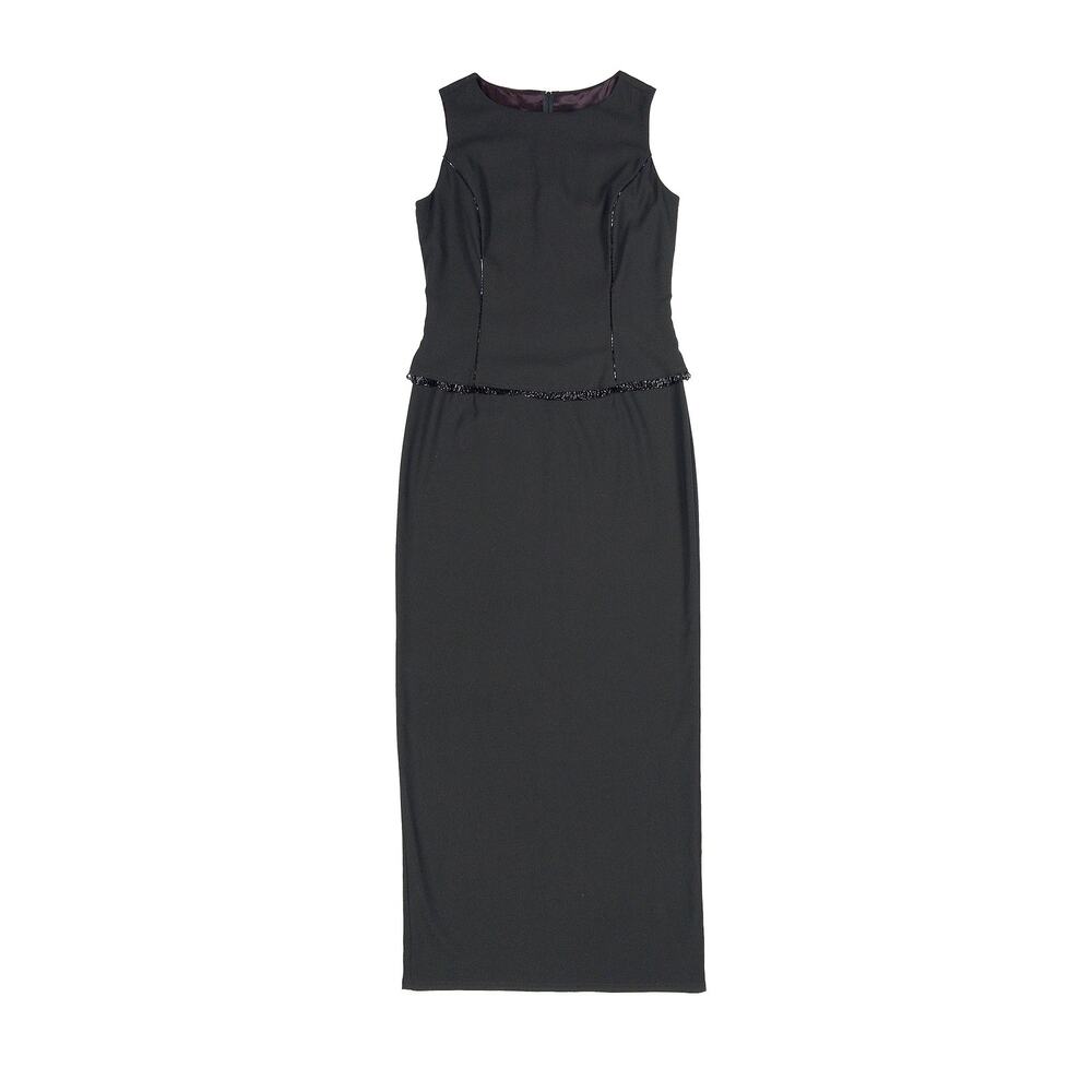 Scott McClintock VTG Women Size 12 Black Beaded Maxi Dress 90s Y2K Formal Gown